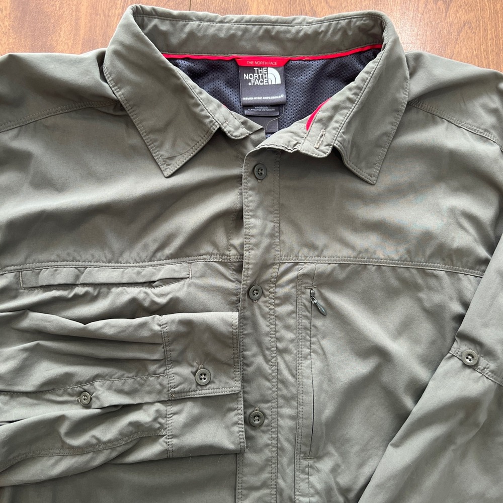 The North Face Mens Olive Green Long Sleeve Hiking Shirt XL